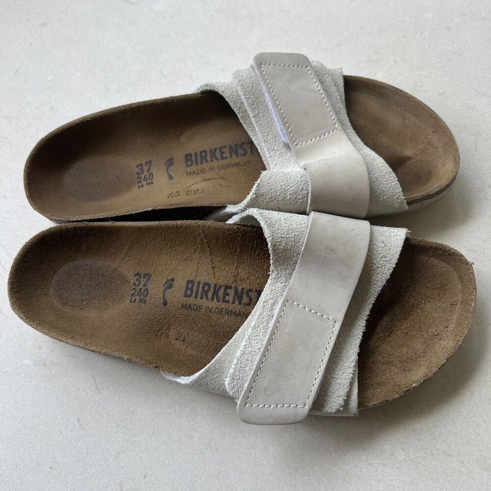 Birkenstock Womens 37 Oita Sandals Shoes Antique White Suede Slide Comfort - Picture 3 of 11